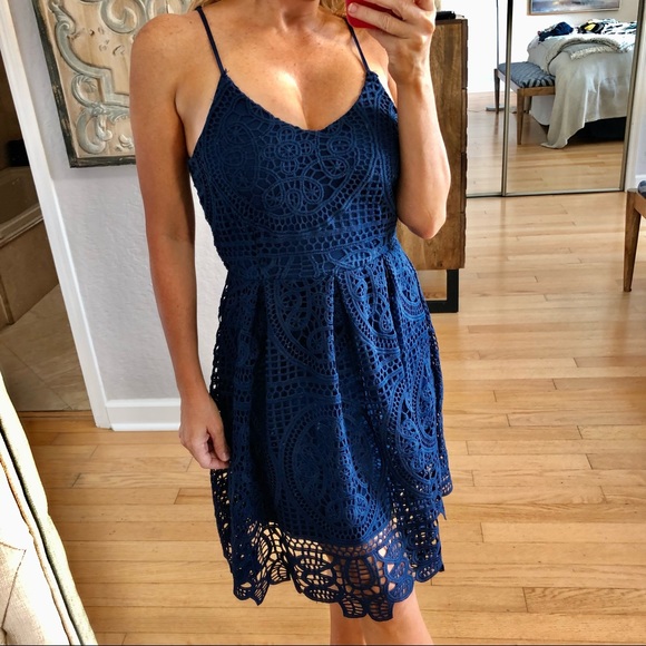 Rebellion Dresses & Skirts - Nordstrom Rebellion Blue Crochet Dress